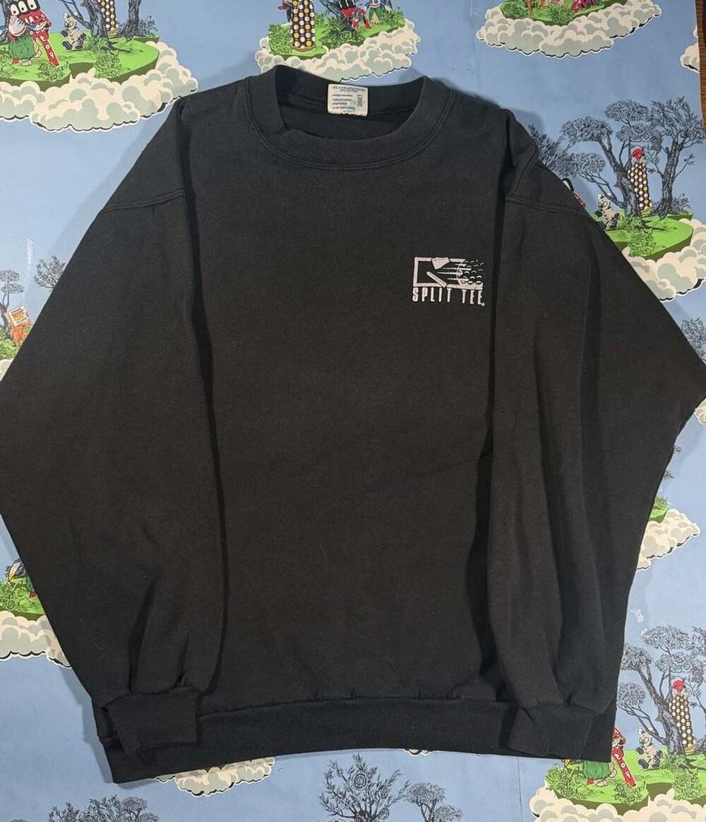 Vintage Tee Jays Split Tee Let The Big Dog Eat Crewneck Sweatshirt Black Large
